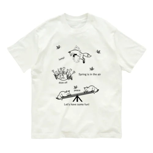 春うらら＊きつね（線画） Organic Cotton T-Shirt