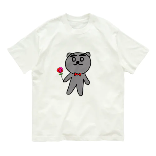 グレーのくましゃん オーガニックコットンTシャツ