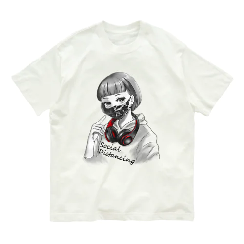 迷彩マスク モノクロ　文字黒 Organic Cotton T-Shirt