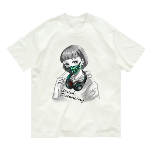 迷彩マスク  グリーン　文字黒 Organic Cotton T-Shirt