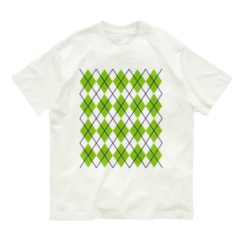 グリーンアーガイル オーガニックコットンTシャツ