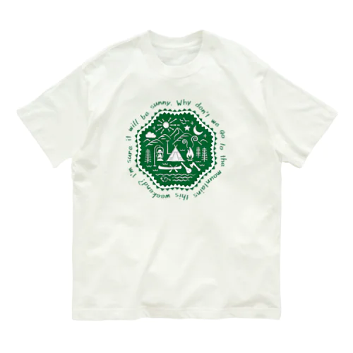 camp site（forest green） オーガニックコットンTシャツ