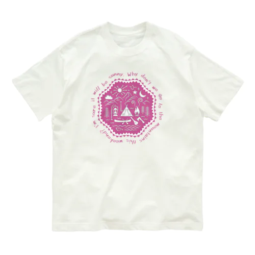 camp site（peach） オーガニックコットンTシャツ