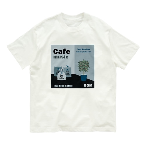 Cafe music - Teal Blue Bird - Organic Cotton T-Shirt