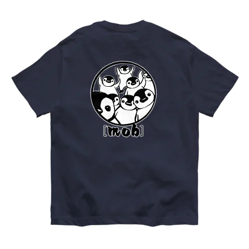 【バックプリント】ペンギン[mob]（しろくろ） オーガニックコットンTシャツ