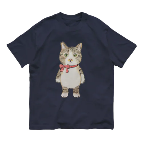 保護っ子きゅうたの赤いリボン オーガニックコットンTシャツ