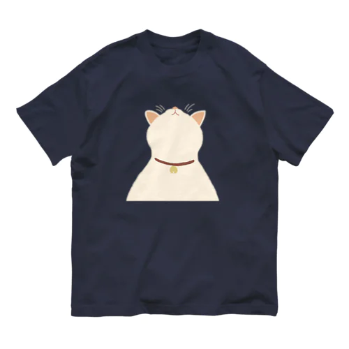 上を向く三毛猫 オーガニックコットンTシャツ