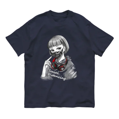 迷彩マスク  モノクロ　文字白 Organic Cotton T-Shirt