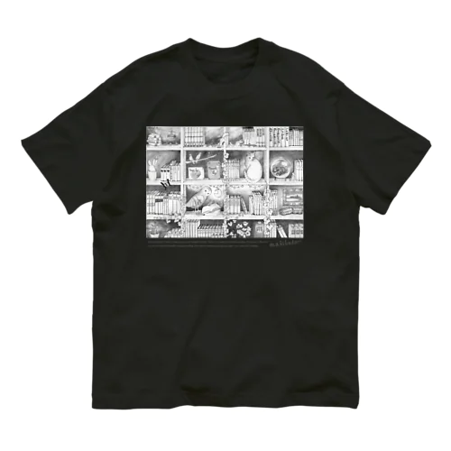 森の本棚　モノクロ オーガニックコットンTシャツ