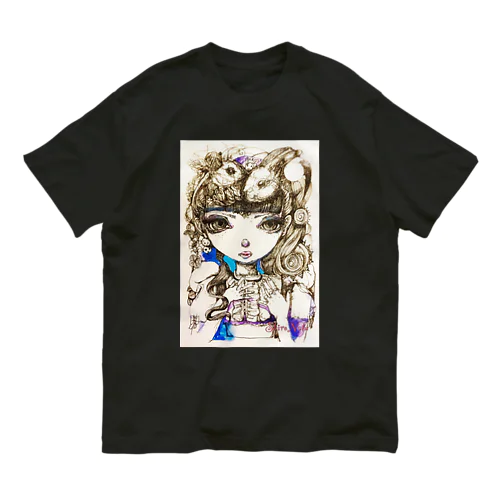 モリモト アツシの絵のT-shirt 前の面のみプリントタイプ 유기농 코튼 티셔츠