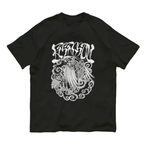 Rising sun Crow (White Print) オーガニックコットンTシャツ