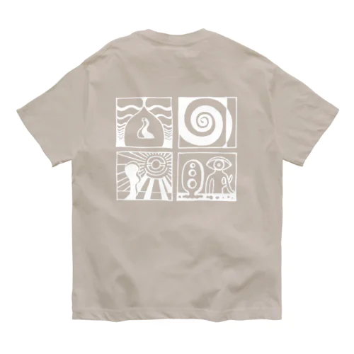 太陽の眼 文字絵(白/背面) オーガニックコットンTシャツ
