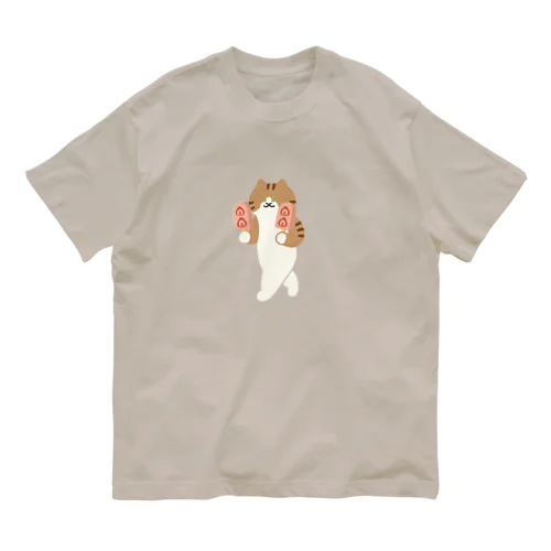 【中】いちごアイスをあざとく運ぶねこ Organic Cotton T-Shirt