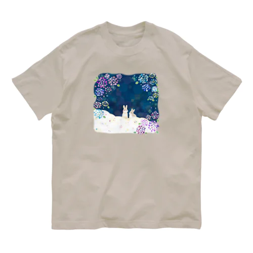 うさぎと紫陽花 オーガニックコットンTシャツ