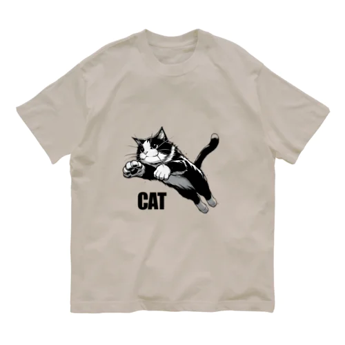 ジャンピングにゃんこ！ オーガニックコットンTシャツ