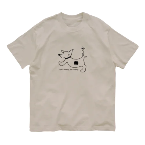 hitofudegaki-DOG（立ち耳） オーガニックコットンTシャツ