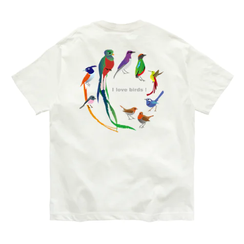 I love birds E 特大 オーガニックコットンTシャツ