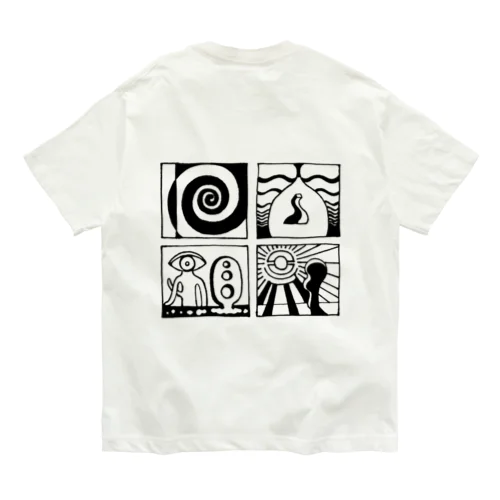 太陽の眼 文字絵SP(黒/前・背面) オーガニックコットンTシャツ