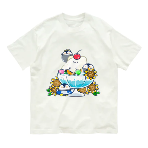 ゆるっとかわいいペンギンさんのかき氷タイム オーガニックコットンTシャツ