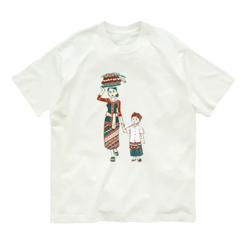 【バリの人々】お母さんと子供 オーガニックコットンTシャツ