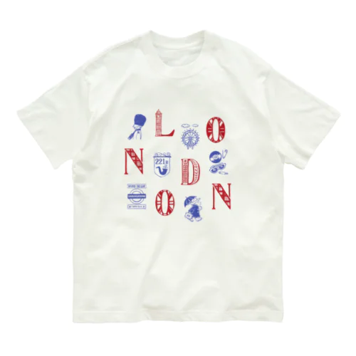 🌍 世界のまち 🇬🇧 イギリス・ロンドン (レッド) オーガニックコットンTシャツ