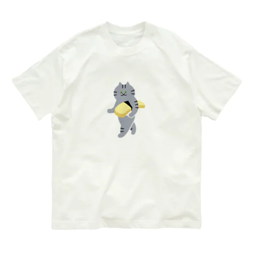 【中】玉子の握り寿司をのんびり運ぶねこ Organic Cotton T-Shirt