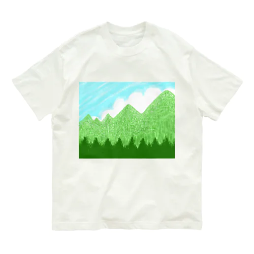 ☁️青空と雲☁️と青い山脈🗻ズ オーガニックコットンTシャツ