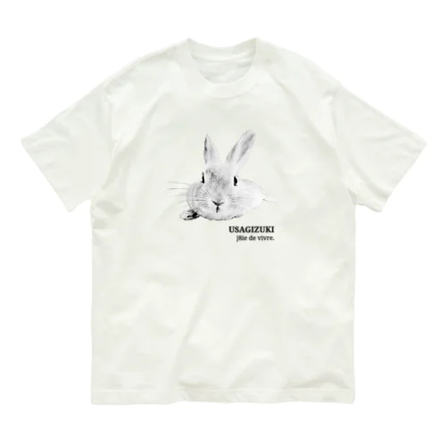 うさぎの休憩　USAGIZUKI　モノクロ オーガニックコットンTシャツ