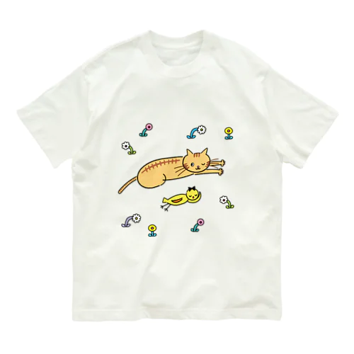 ねこ とり おひるね Organic Cotton T-Shirt