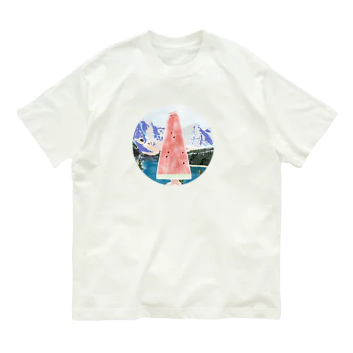 あのスイカのアイスとカナダの山々 オーガニックコットンTシャツ