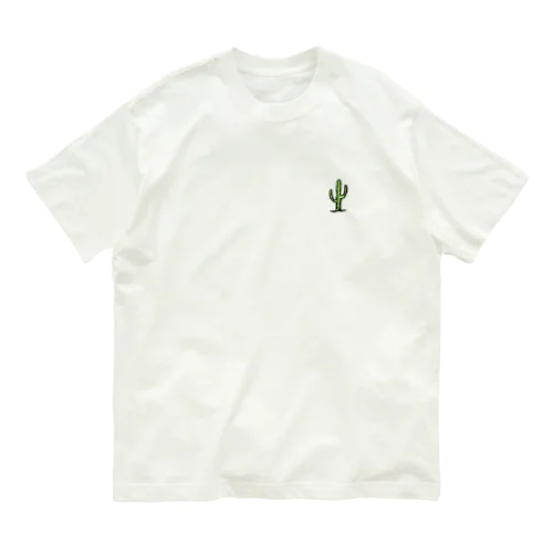 サボテンと文字(バックプリントあり) Organic Cotton T-Shirt