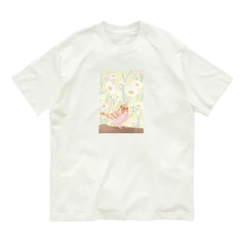 お花とスズメさん オーガニックコットンTシャツ