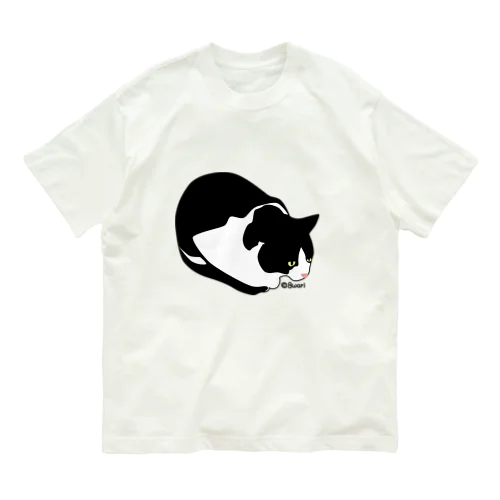 考える猫 オーガニックコットンTシャツ