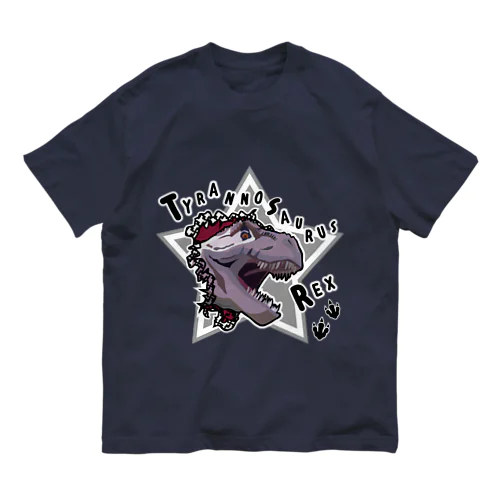 ティラノサウルスレックス洋服(白ブチ) オーガニックコットンTシャツ