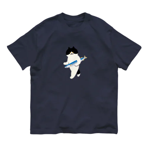 【中】盗んだサンマと歩き出すねこ Organic Cotton T-Shirt