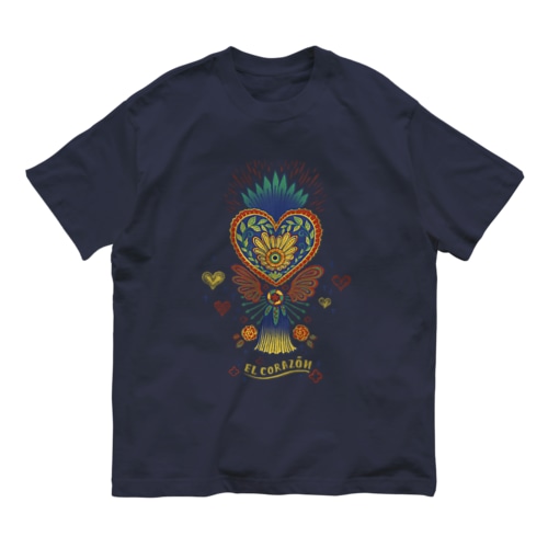 メキシコのハートタッセル（ブルー） Organic Cotton T-Shirt