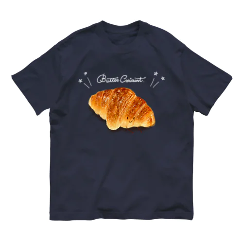 バタークロワッサン　白色チョークver オーガニックコットンTシャツ