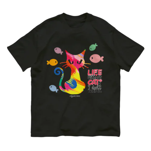 猫ライフ(ペンキ) オーガニックコットンTシャツ