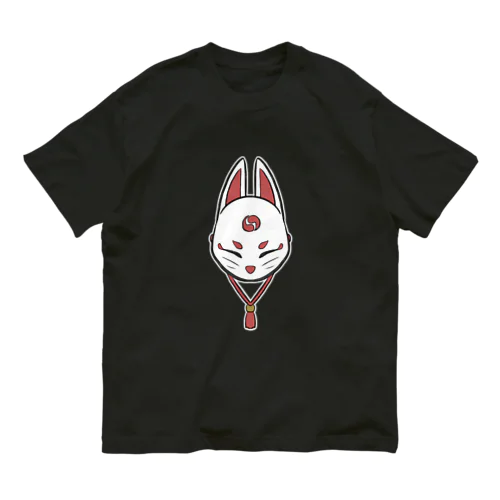 狐面（白・大） オーガニックコットンTシャツ