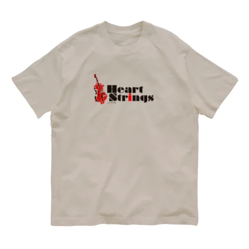 Heart Strings (woodbass) Red オーガニックコットンTシャツ