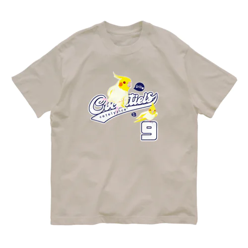 Cockatiels 9 ルチノー オカメインコ ルチノスケ カレッジ ロゴ 0535 スサー付 Organic Cotton T-Shirt