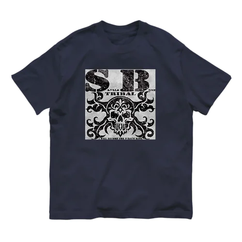 SKULL&BONE TRIBAL GRUNGE BLK ON CONCRETE Organic Cotton T-Shirt