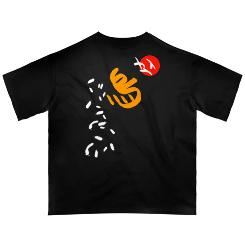 【バックプリント】和デザインな烏(白) オーバーサイズTシャツ