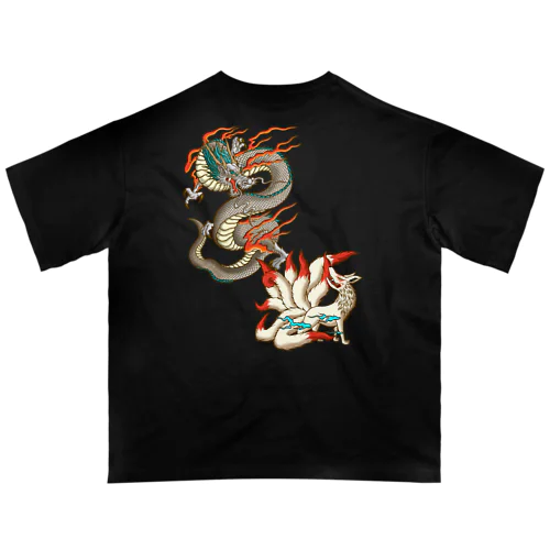 【バックプリント】九尾の狐と白龍 オーバーサイズTシャツ