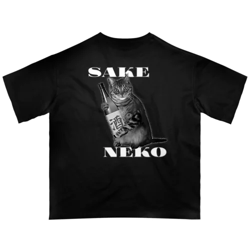SAKE NEKO（白） オーバーサイズTシャツ