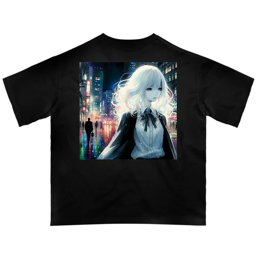 東京深夜少女Tシャツ - Midnight - オーバーサイズTシャツ