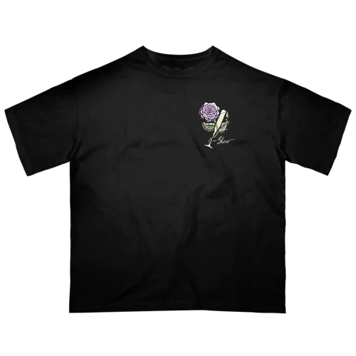 傾くグラスの薔薇Tシャツ Oversized T-Shirt