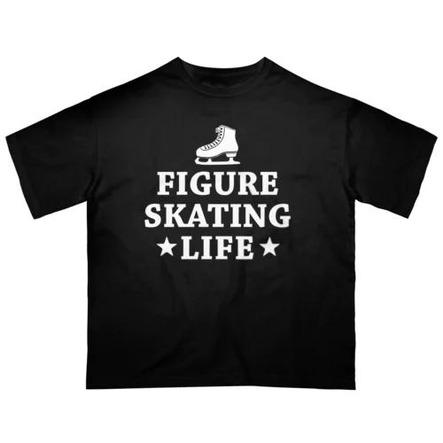 フィギュアスケート・白・figure skating・グッズ・デザイン・フィギアスケート・#Tシャツ・ステップ・スピン・ジャンプ・スケート靴イラスト・技・男子・女子・かっこいい・かわいい・アイスダンス オーバーサイズTシャツ