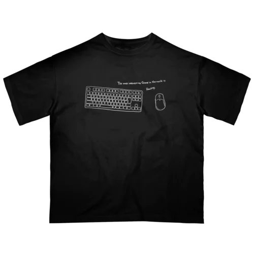 白線のマウキー【キーマウシリーズ】 オーバーサイズTシャツ