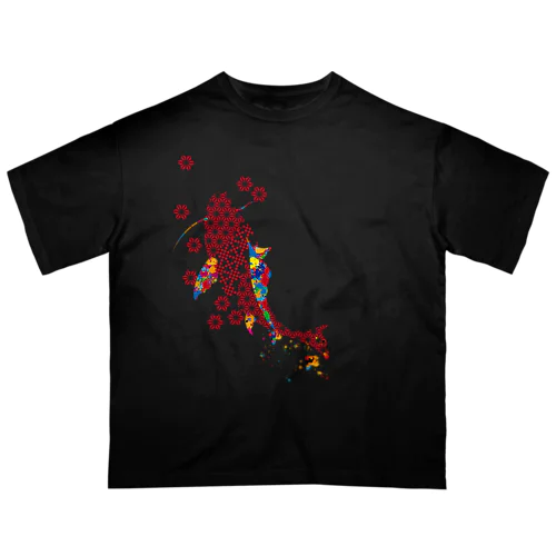 鯉のぼり・和柄＆スプラッシュ / Red オーバーサイズTシャツ